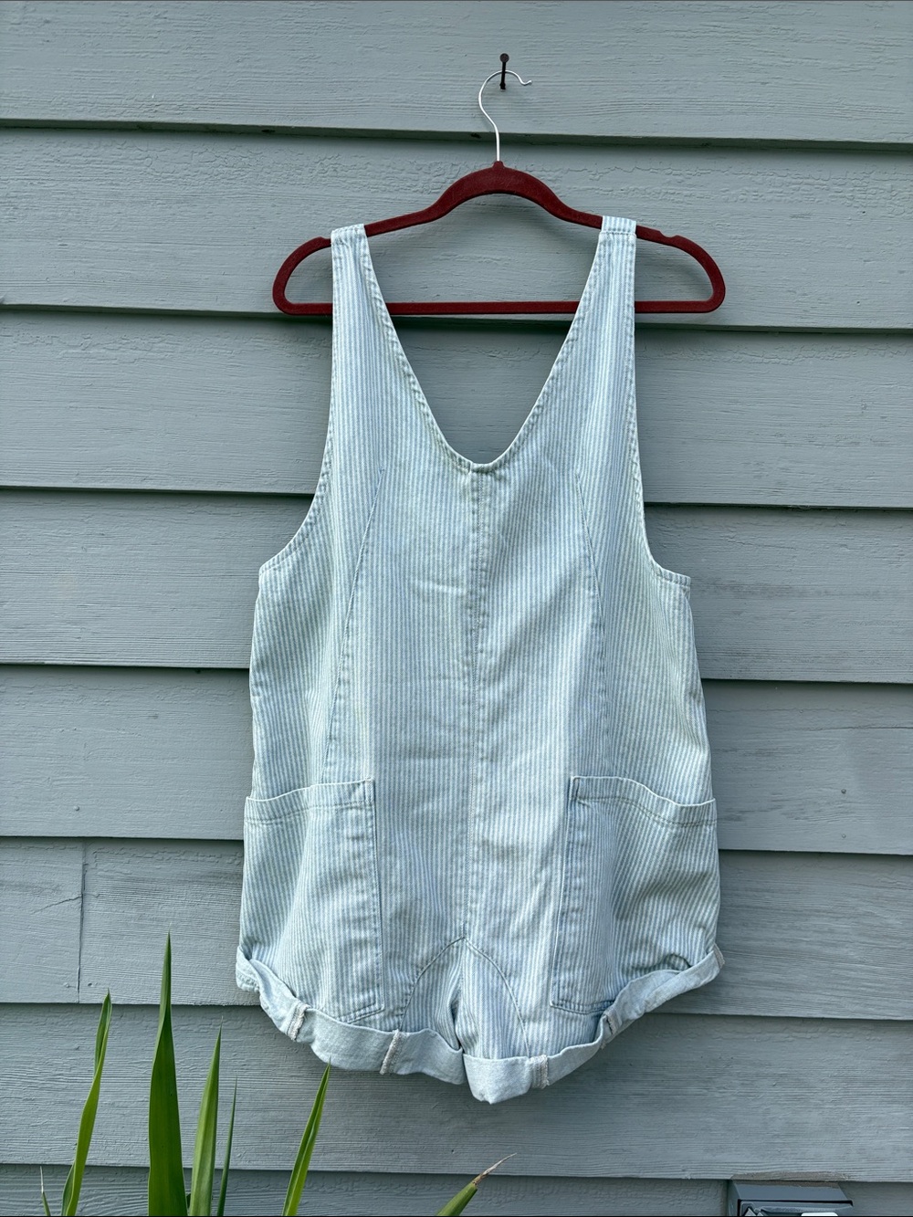 We The Free Light Blue Striped Romper